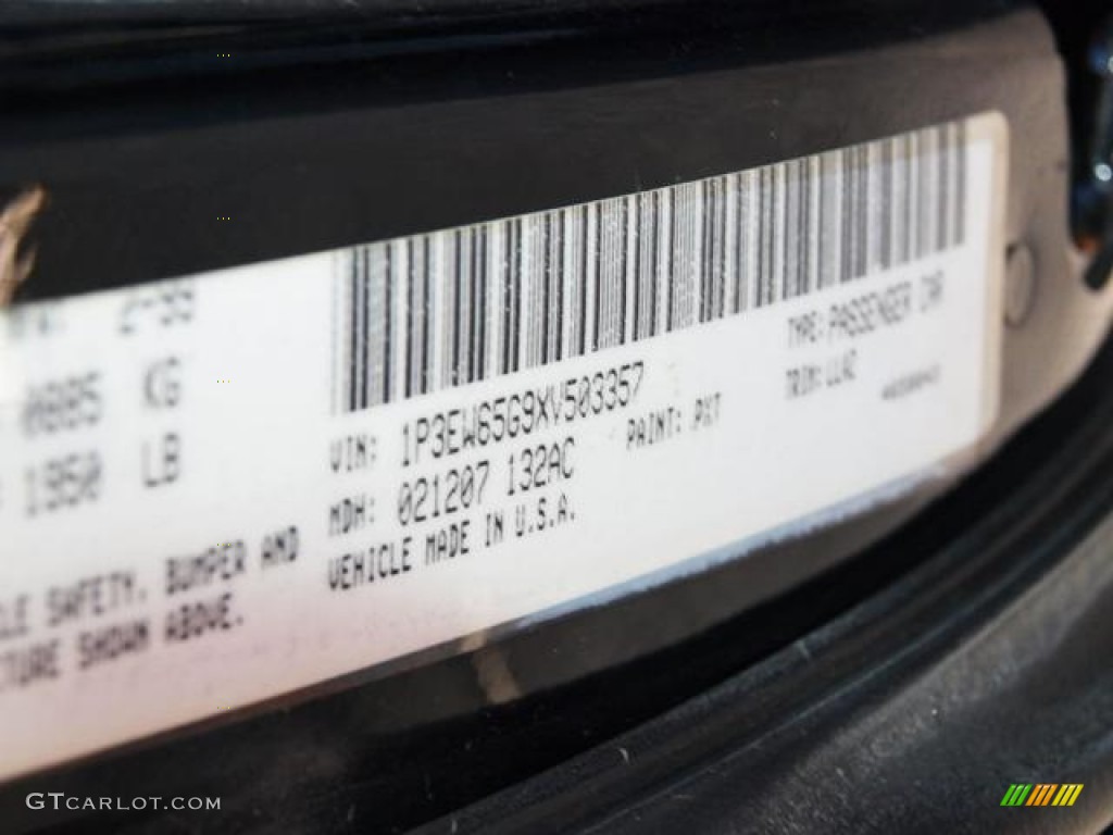 1999 Prowler Color Code PXT for Prowler Black Photo #81669910