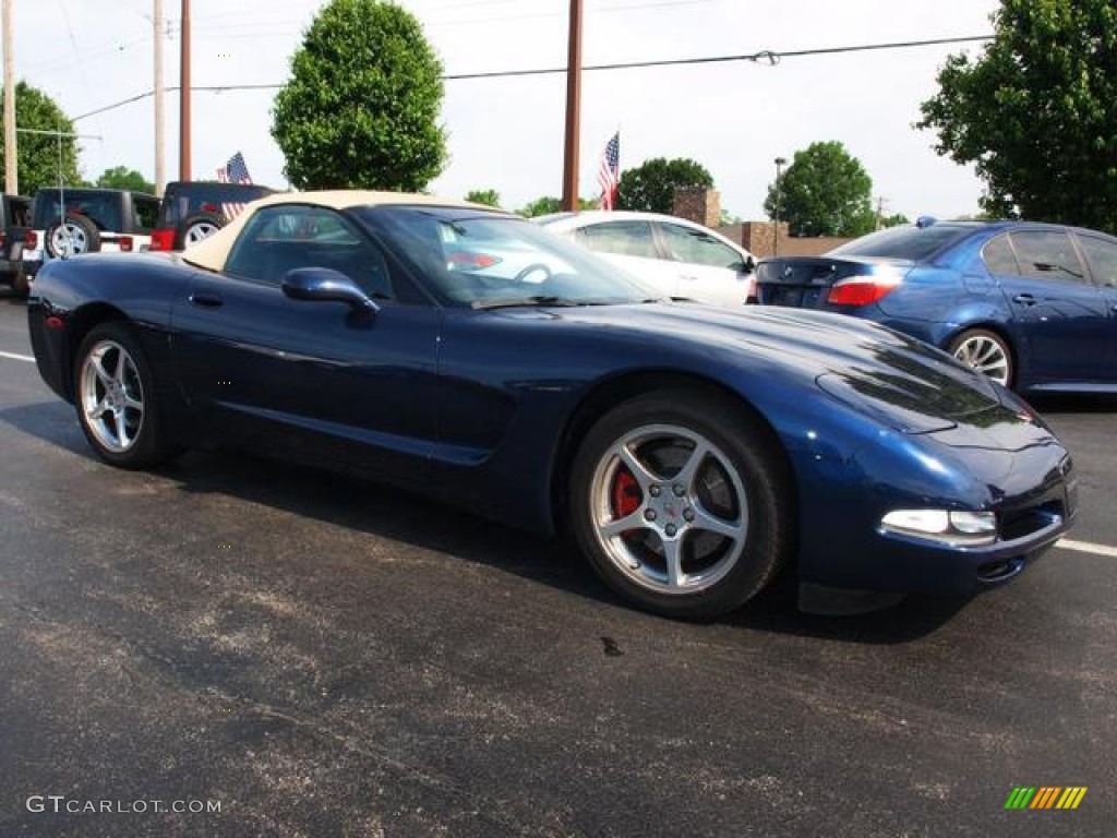 2001 Corvette Convertible - Navy Blue Metallic / Light Oak photo #2