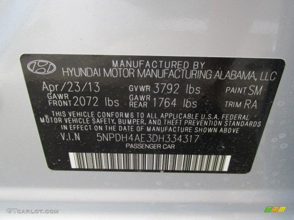 2013 Elantra GLS - Silver / Gray photo #10