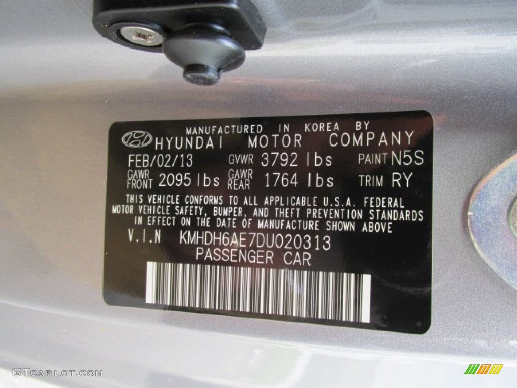 2013 Elantra Coupe GS - Titanium Gray Metallic / Blue photo #10