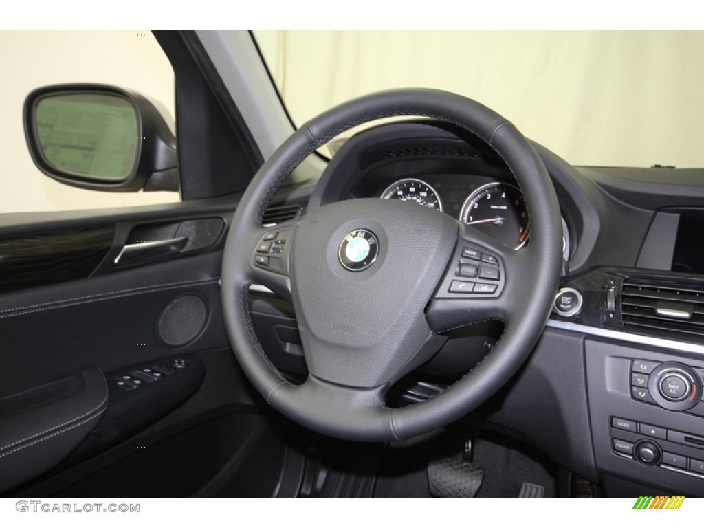 2014 BMW X3 xDrive28i Black Steering Wheel Photo #81674197
