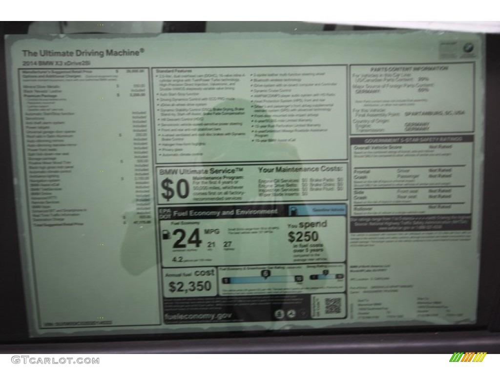2014 BMW X3 xDrive28i Window Sticker Photo #81674246