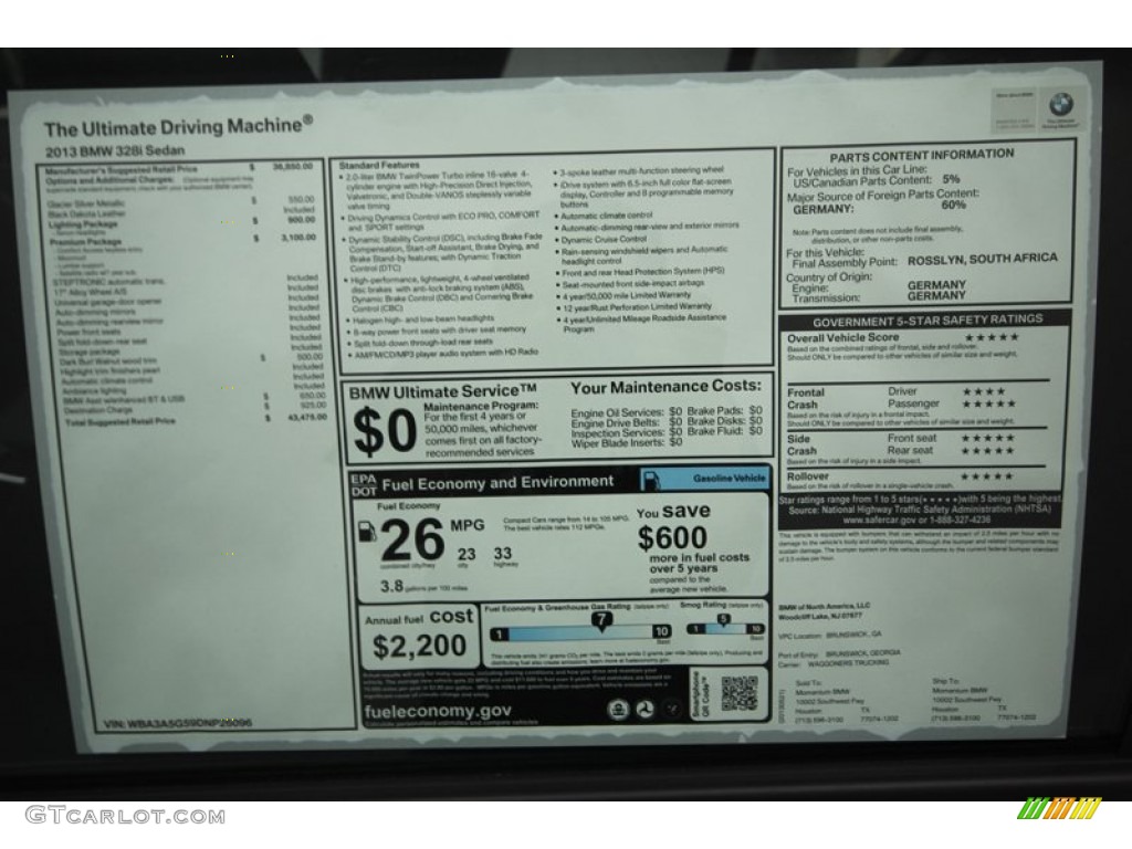2013 3 Series 328i Sedan - Glacier Silver Metallic / Black photo #31