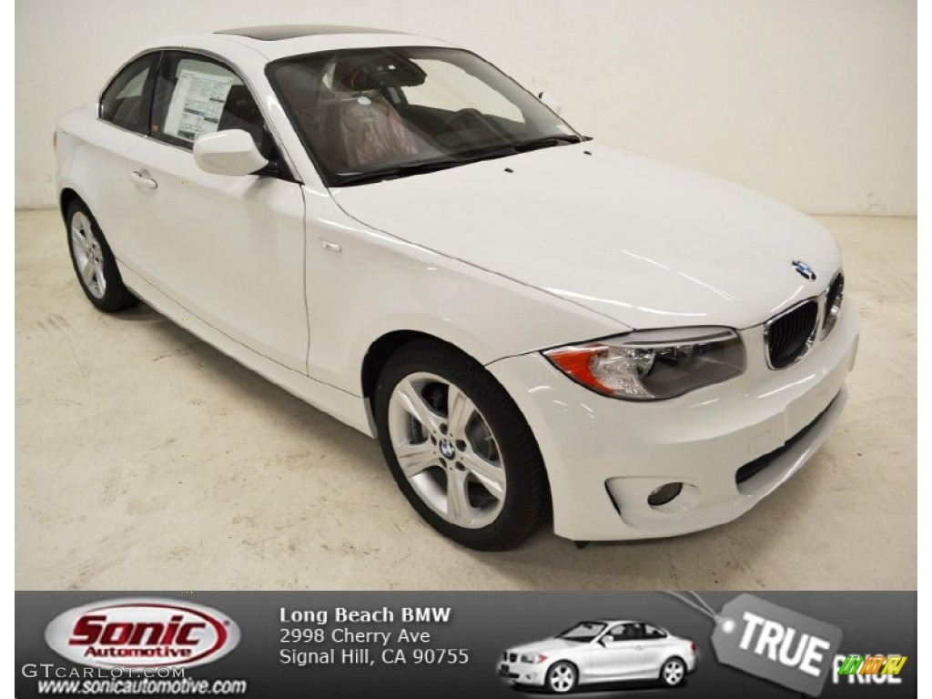2013 1 Series 128i Coupe - Alpine White / Coral Red photo #1