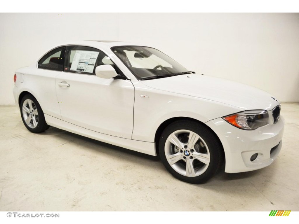 2013 1 Series 128i Coupe - Alpine White / Coral Red photo #2