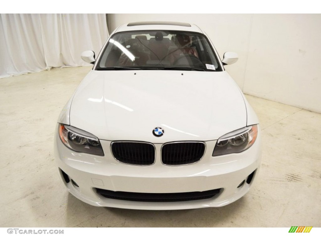 2013 1 Series 128i Coupe - Alpine White / Coral Red photo #5