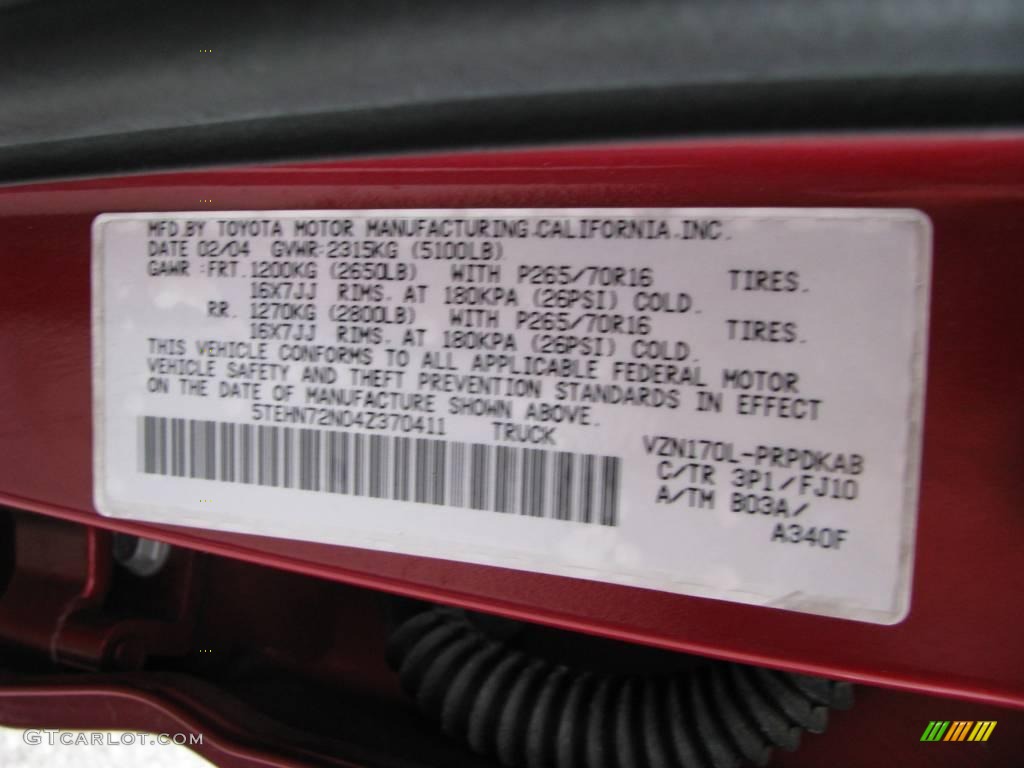 2004 Tacoma V6 TRD Double Cab 4x4 - Impulse Red Pearl / Charcoal photo #19