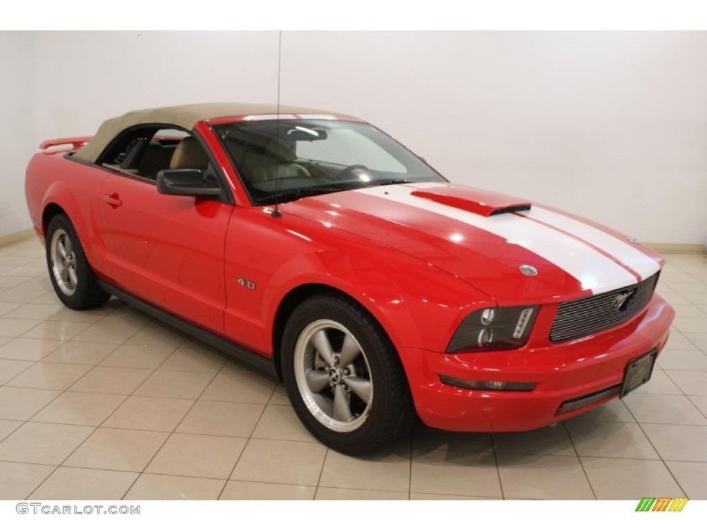 2006 Mustang V6 Premium Convertible - Torch Red / Light Parchment photo #3