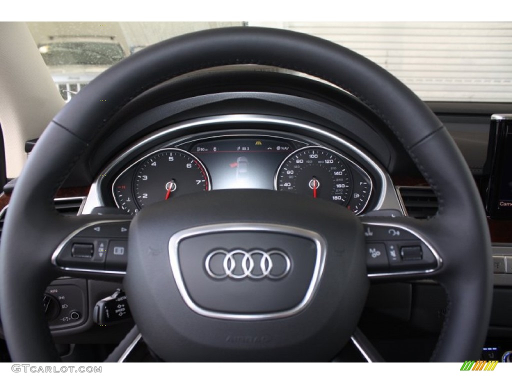 2013 Audi A8 4.0T quattro Velvet Beige Steering Wheel Photo #81687003
