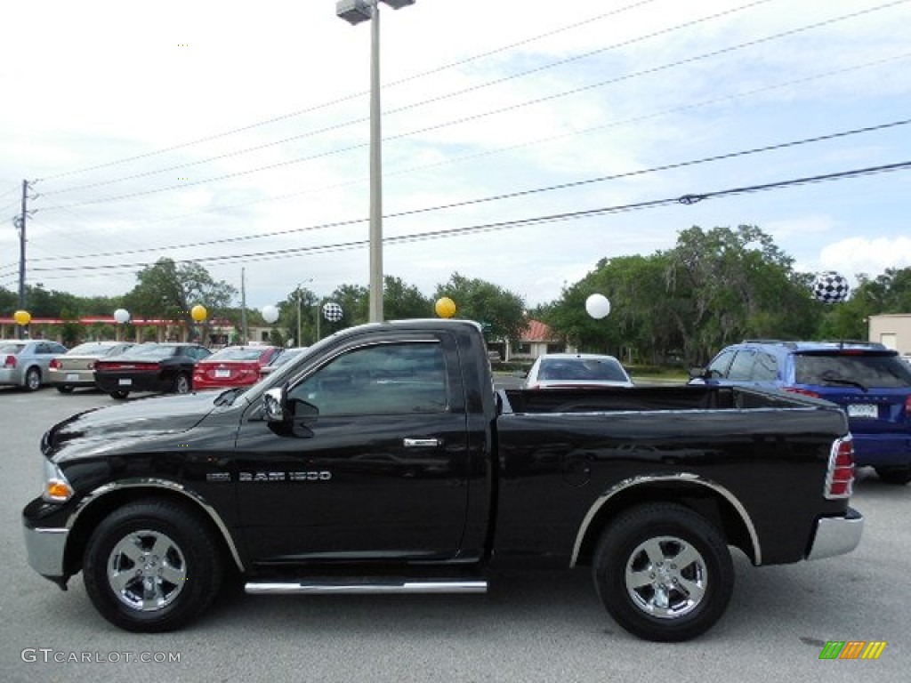 2011 Ram 1500 SLT Regular Cab - Brilliant Black Crystal Pearl / Light Pebble Beige/Bark Brown photo #2