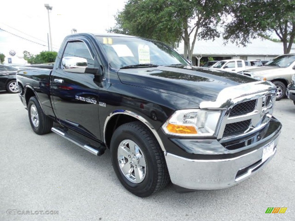2011 Ram 1500 SLT Regular Cab - Brilliant Black Crystal Pearl / Light Pebble Beige/Bark Brown photo #9