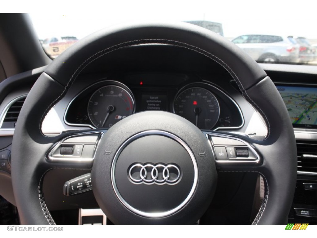2013 Audi S5 3.0 TFSI quattro Convertible Black/Lunar Silver Steering Wheel Photo #81688853