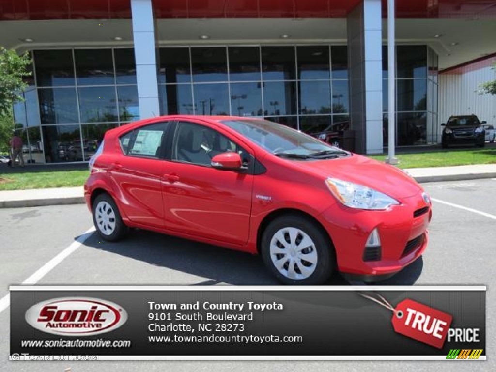 2013 Prius c Hybrid One - Absolutely Red / Gray photo #1