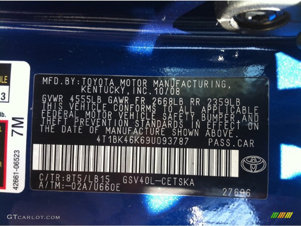 2009 Camry SE V6 - Blue Ribbon Metallic / Charcoal photo #12