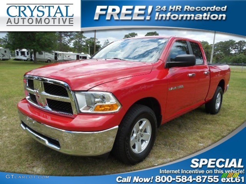 2012 Ram 1500 SLT Quad Cab 4x4 - Flame Red / Dark Slate Gray/Medium Graystone photo #1