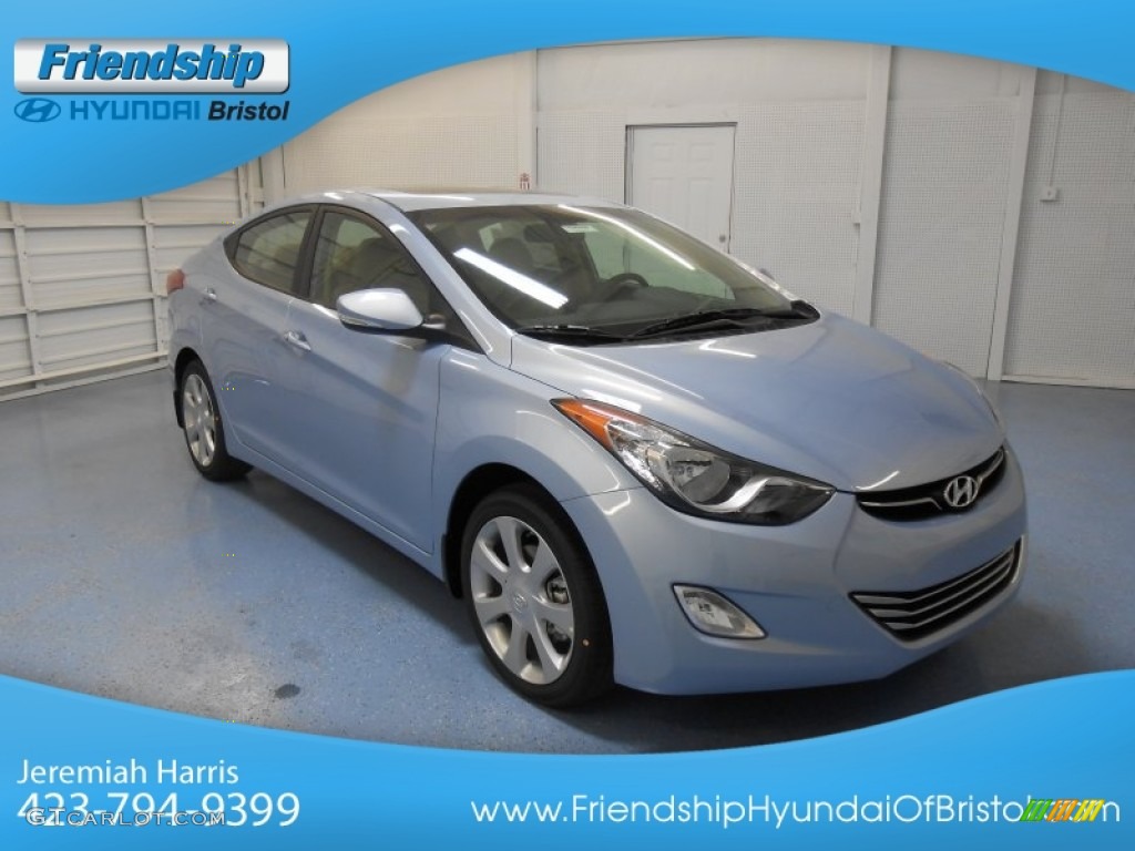 2013 Elantra Limited - Blue Sky Metallic / Beige photo #4
