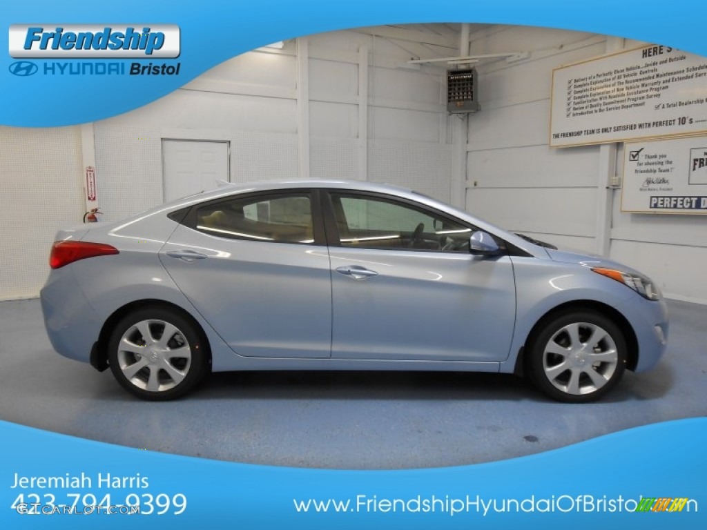 2013 Elantra Limited - Blue Sky Metallic / Beige photo #5