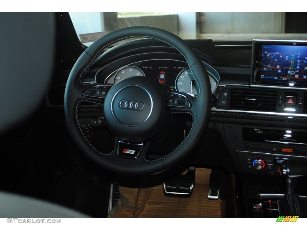 2013 Audi S6 4.0 TFSI quattro Sedan Black Steering Wheel Photo #81699318
