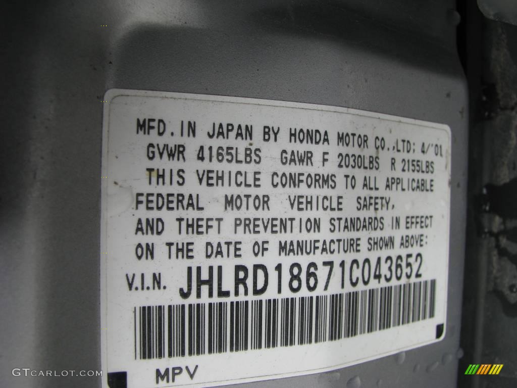 2001 CR-V EX 4WD - Satin Silver Metallic / Dark Gray photo #19