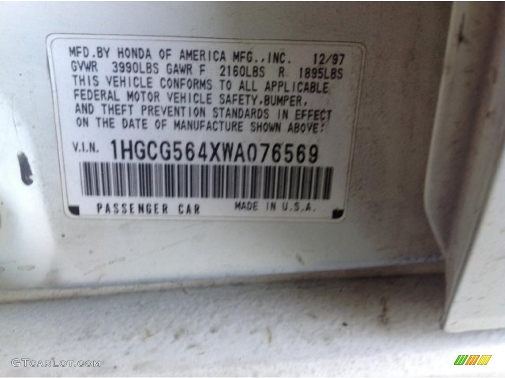 1998 Accord LX Sedan - Taffeta White / Ivory photo #9