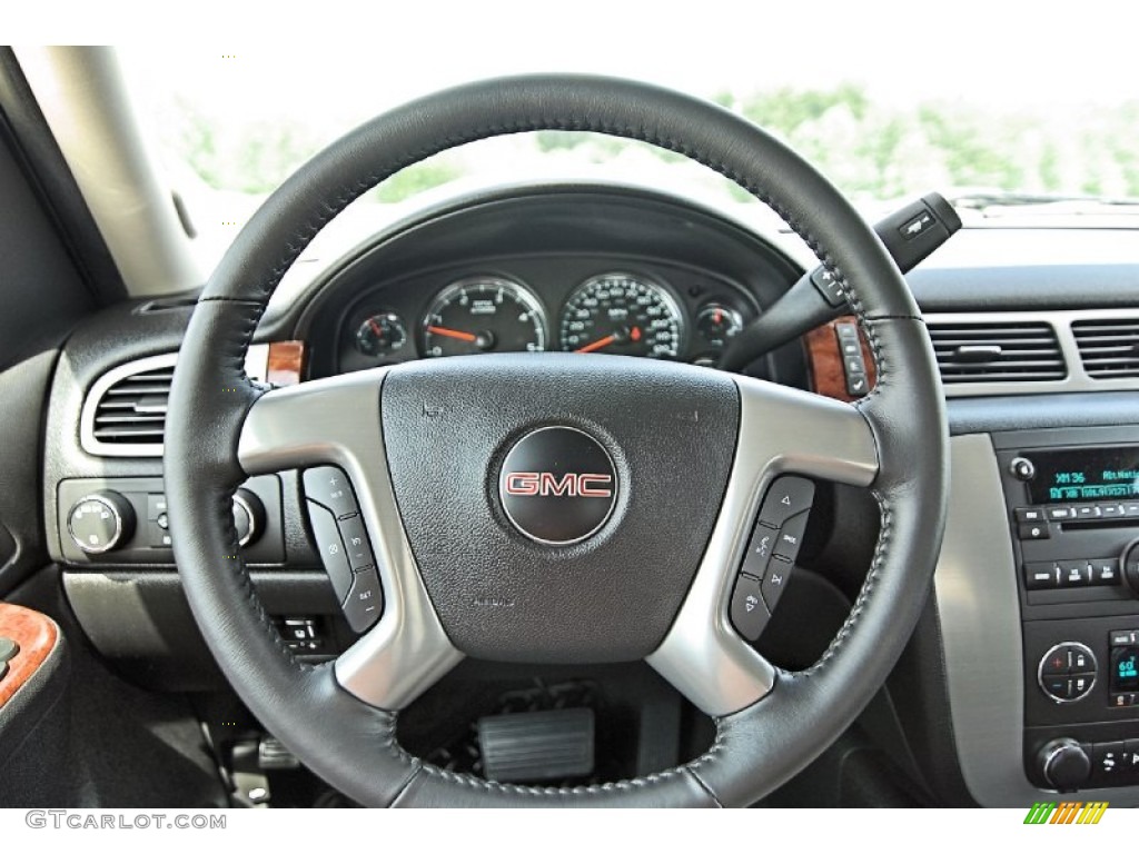 2013 GMC Sierra 2500HD SLT Crew Cab 4x4 Ebony Steering Wheel Photo #81714998
