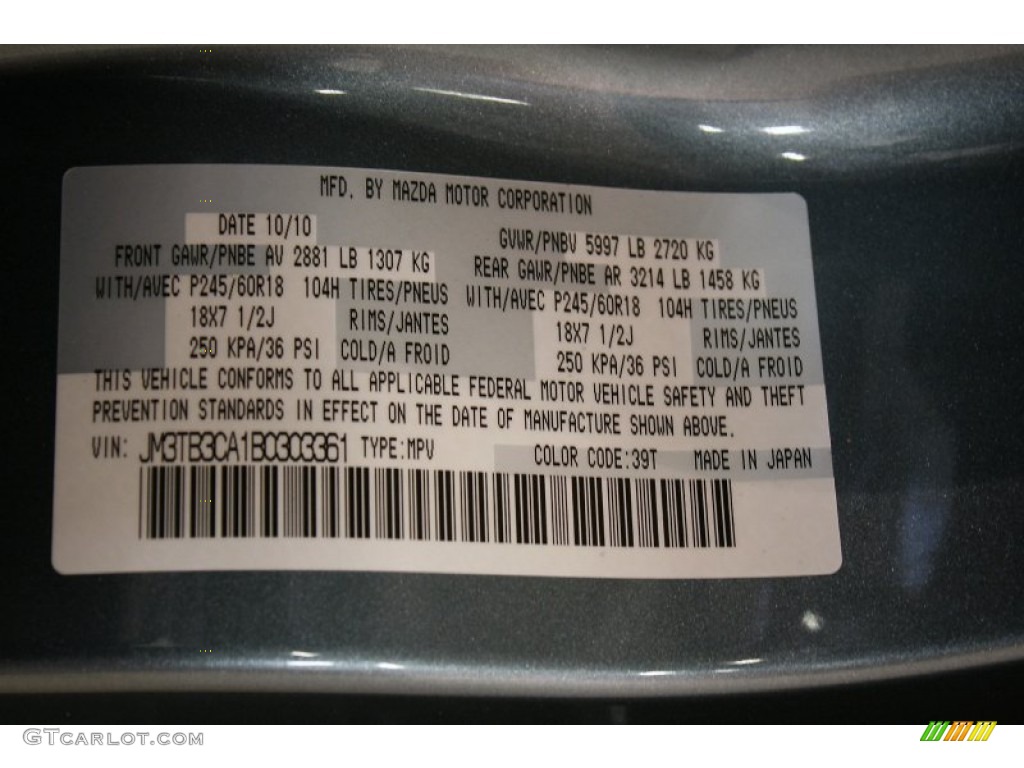 2011 CX-9 Touring AWD - Dolphin Gray Mica / Black photo #18