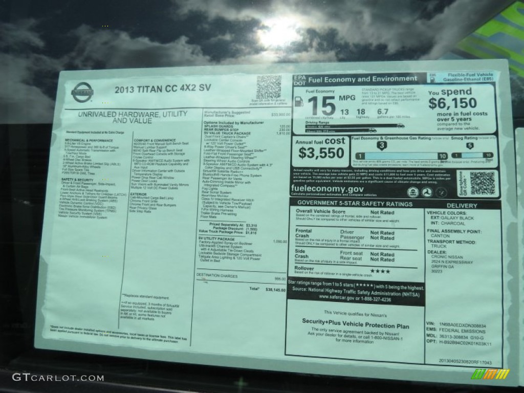 2013 Nissan Titan SV Crew Cab Window Sticker Photo #81735645