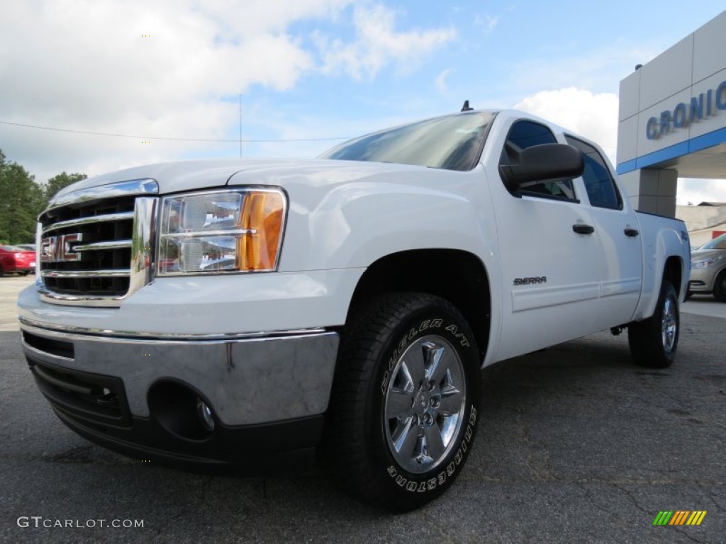 2013 Sierra 1500 SLE Crew Cab 4x4 - Summit White / Very Dark Cashmere/Light Cashmere photo #3