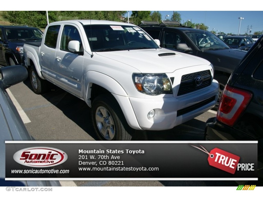 2011 Tacoma V6 TRD Sport Double Cab 4x4 - Super White / Graphite Gray photo #1