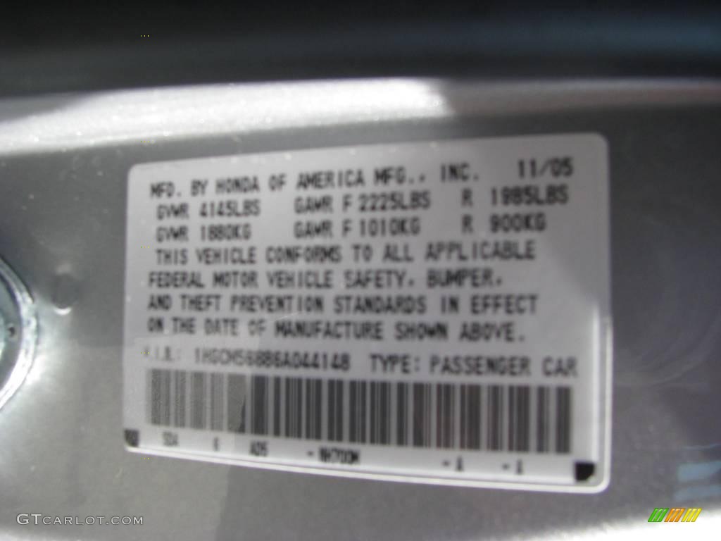 2006 Accord EX-L Sedan - Alabaster Silver Metallic / Black photo #19