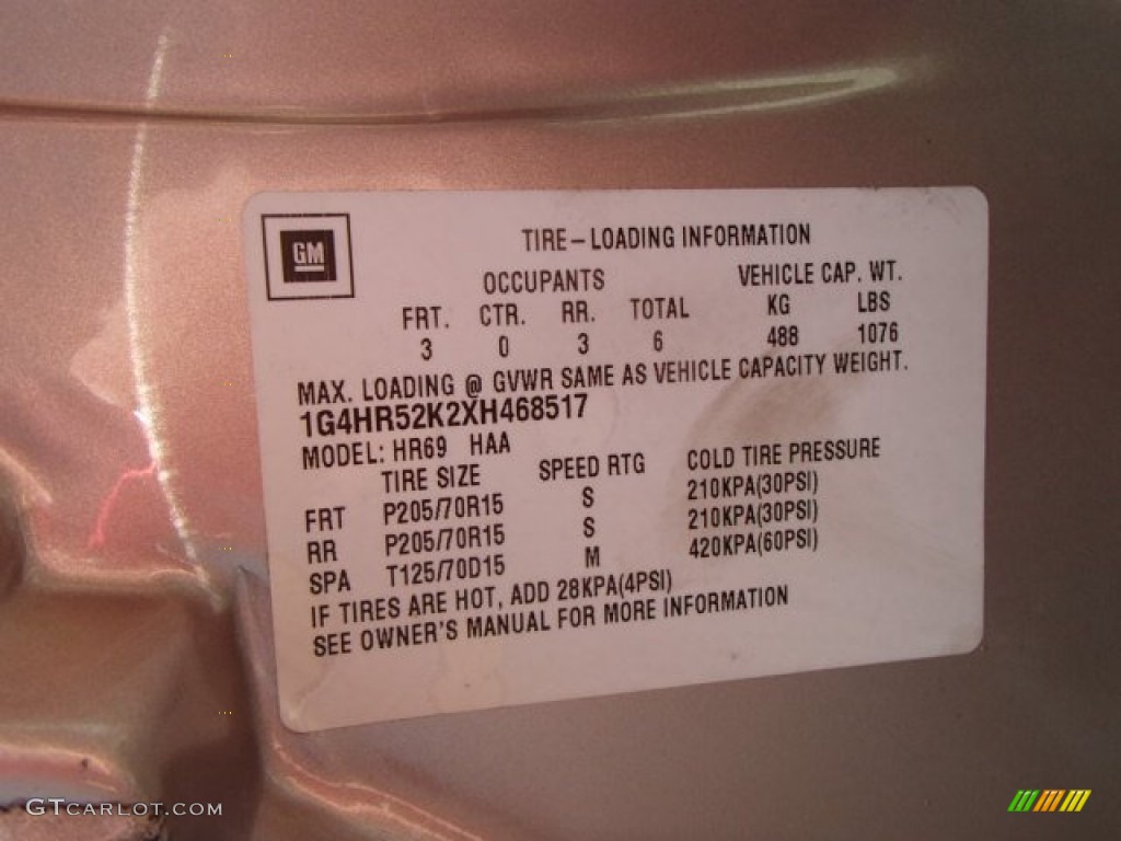 1999 Buick LeSabre Limited Sedan Info Tag Photo #81741345