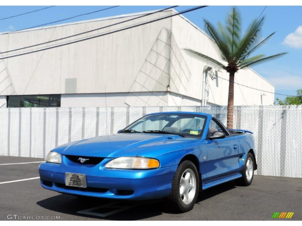 1998 Mustang V6 Coupe - Bright Atlantic Blue / Medium Graphite photo #2