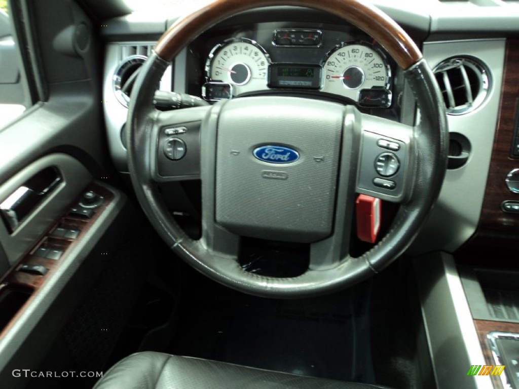 2010 Ford Expedition Limited Charcoal Black Steering Wheel Photo #81765031