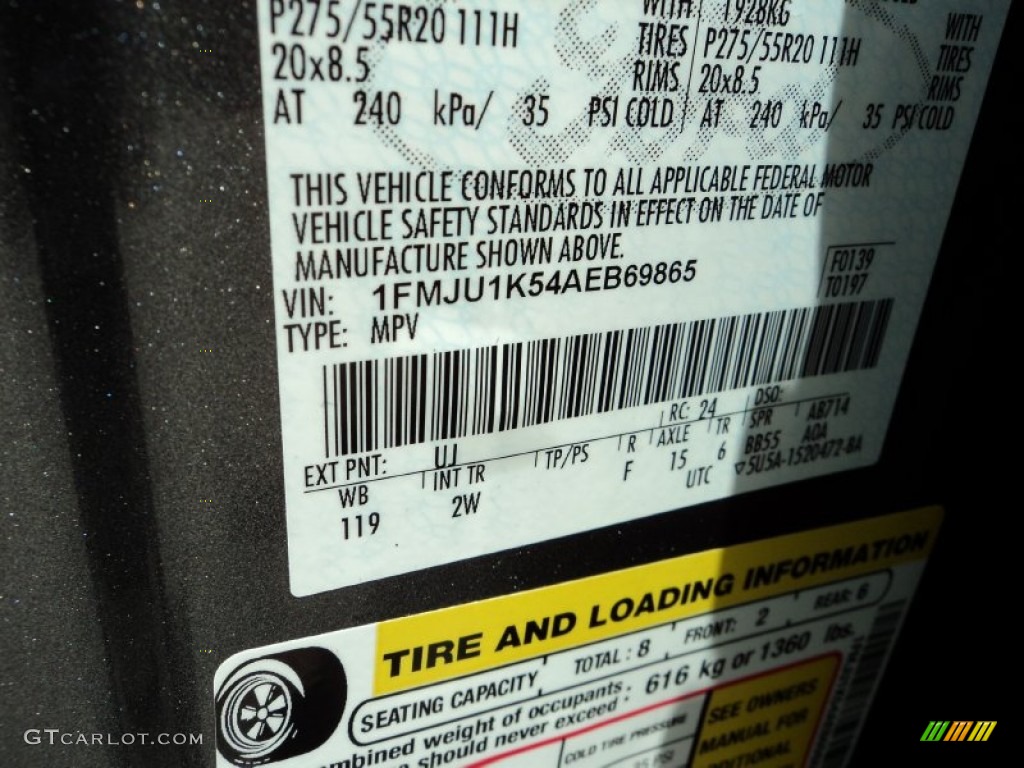 2010 Expedition Color Code UJ for Sterling Grey Metallic Photo #81765276