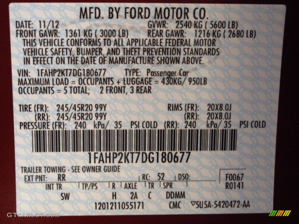 2013 Taurus SHO AWD - Ruby Red Metallic / SHO Charcoal Black Leather photo #33