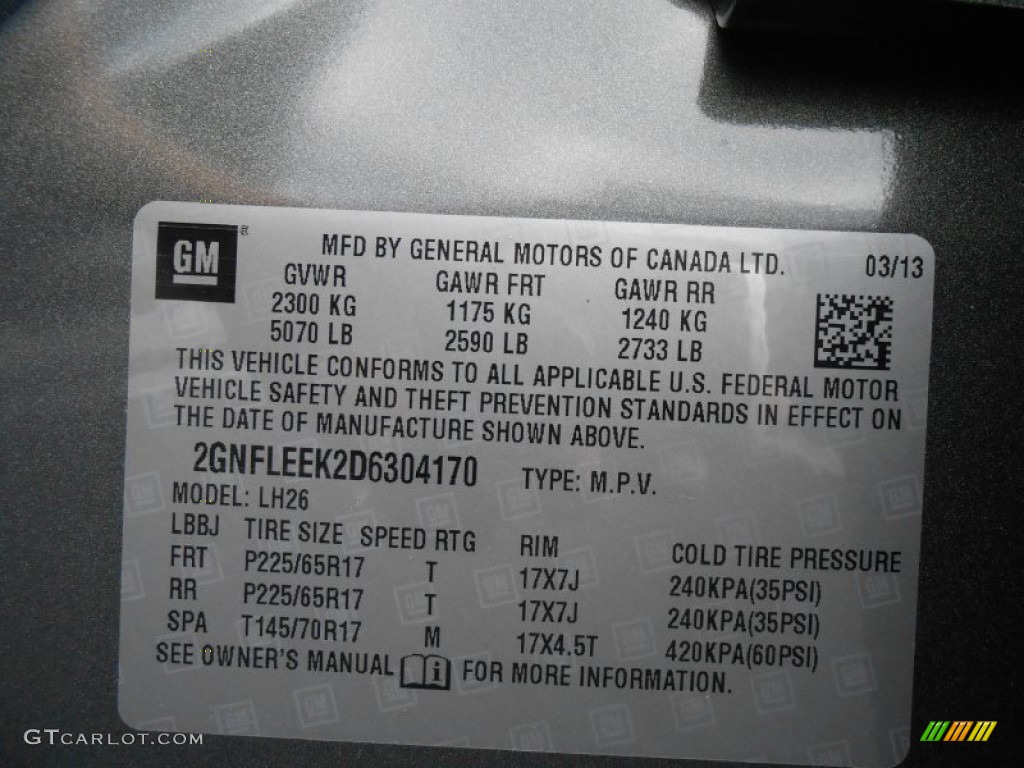 2013 Equinox LT AWD - Steel Green Metallic / Jet Black photo #15