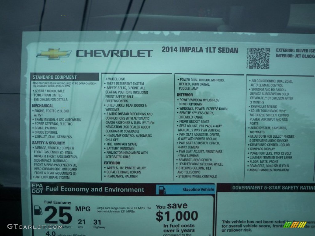 2014 Chevrolet Impala LT Window Sticker Photo #81773745
