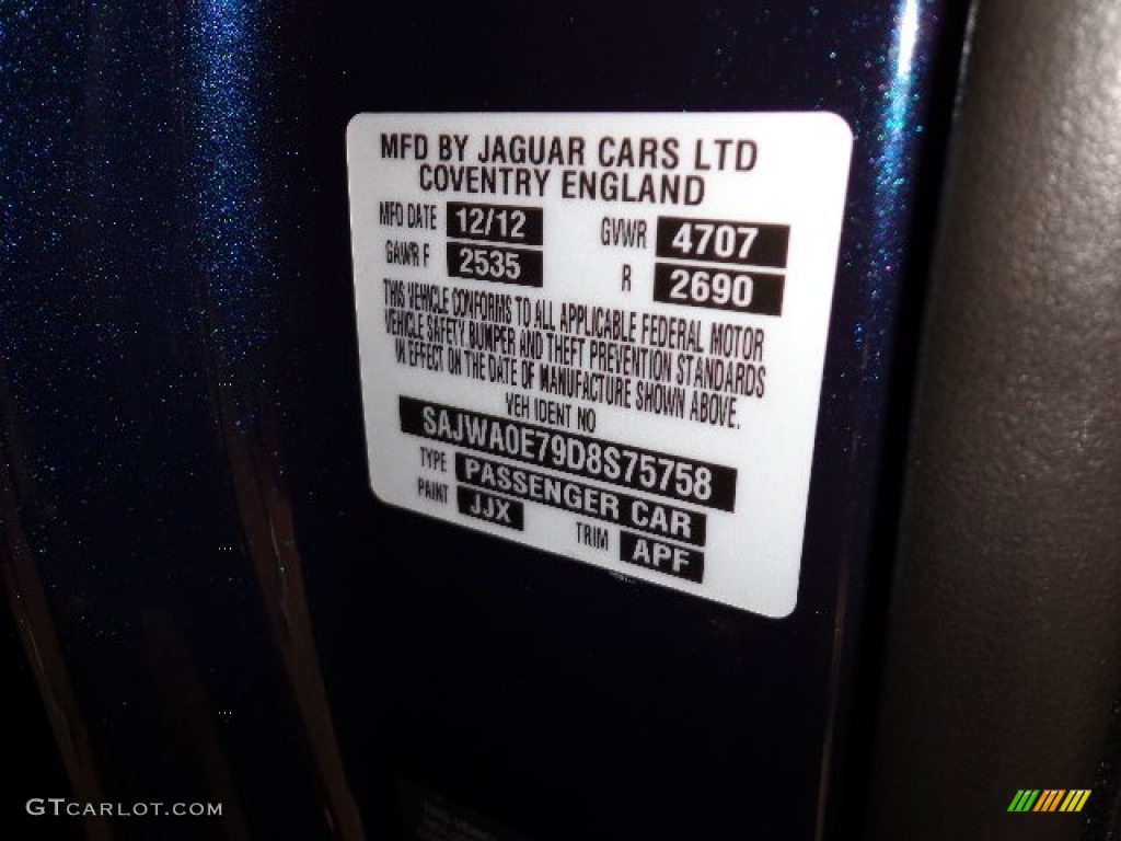 2013 XF Color Code JJX for Indigo Metallic Photo #81773937