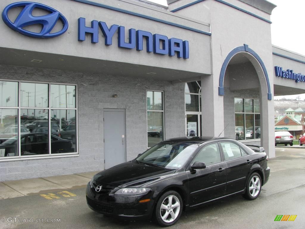 2007 MAZDA6 i Sport Sedan - Onyx Black / Beige photo #1