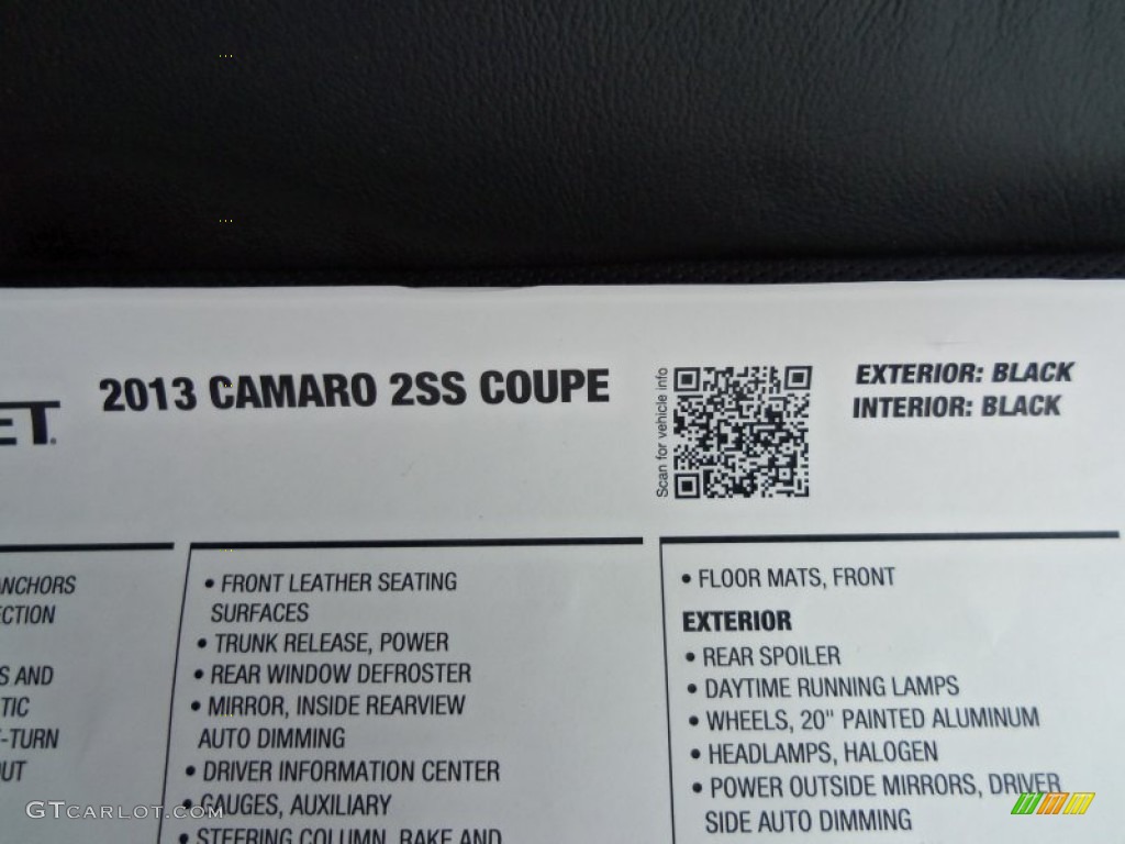 2013 Camaro SS/RS Coupe - Black / Black photo #48