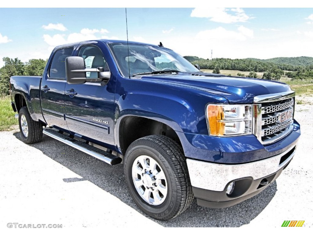 Heritage Blue Metallic 2013 GMC Sierra 2500HD SLT Crew Cab 4x4 Exterior Photo #81780945