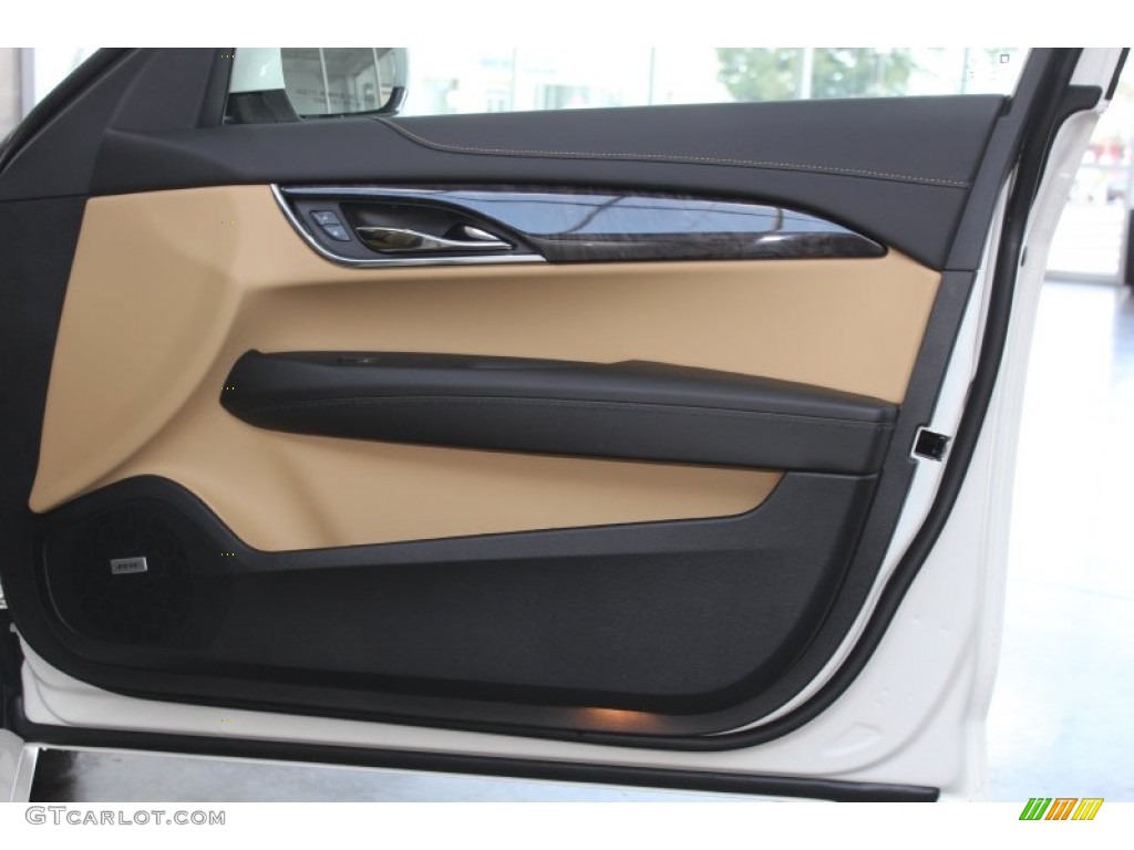 2013 Cadillac ATS 3.6L Luxury Caramel/Jet Black Accents Door Panel Photo #81782732