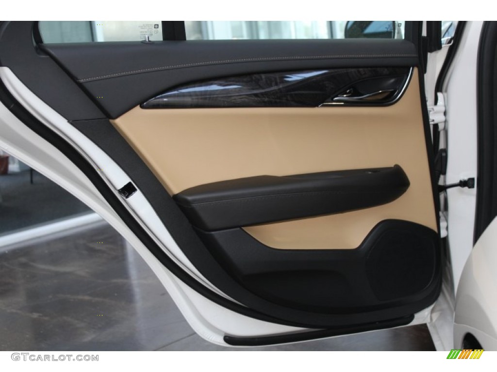 2013 Cadillac ATS 3.6L Luxury Caramel/Jet Black Accents Door Panel Photo #81782775