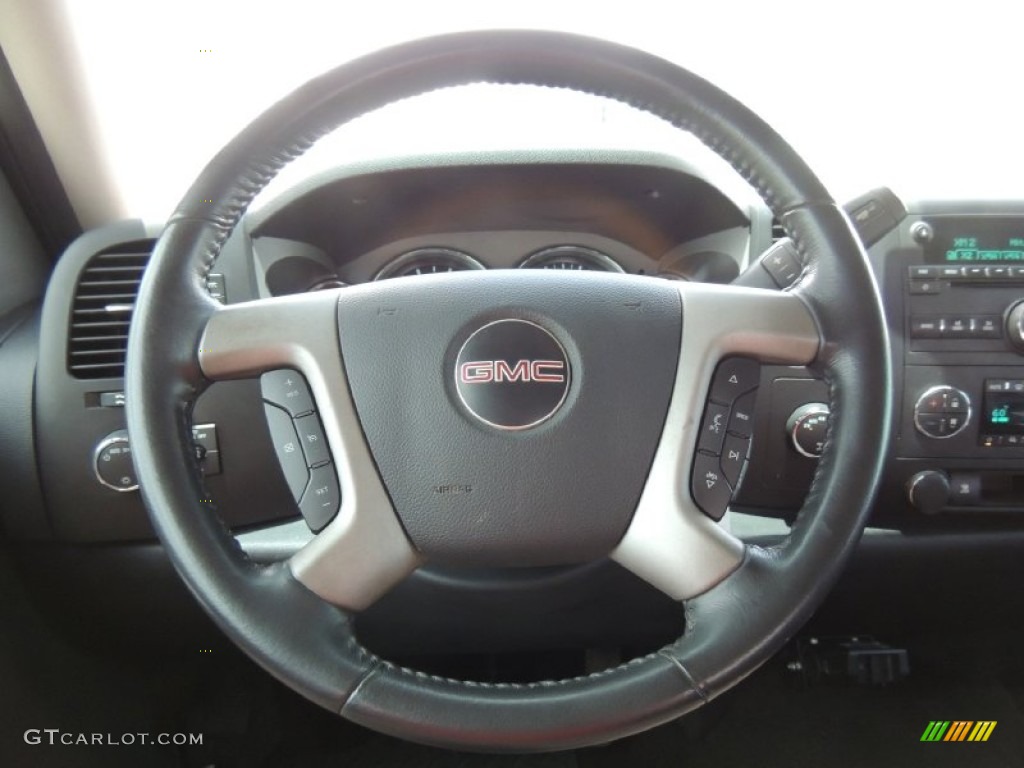2011 GMC Sierra 1500 SLE Crew Cab 4x4 Ebony Steering Wheel Photo #81783087