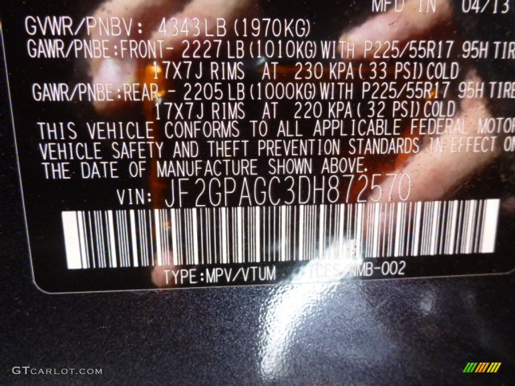 2013 XV Crosstrek 2.0 Limited - Dark Gray Metallic / Black photo #17