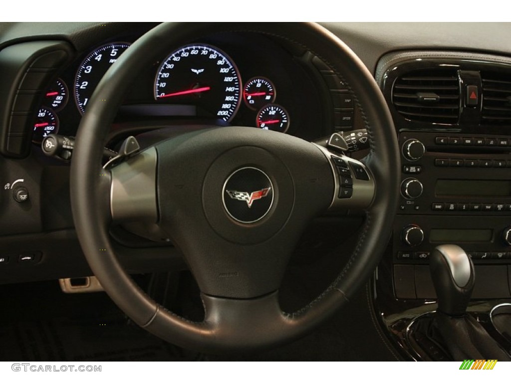 2010 Chevrolet Corvette Coupe Ebony Black Steering Wheel Photo #81792003