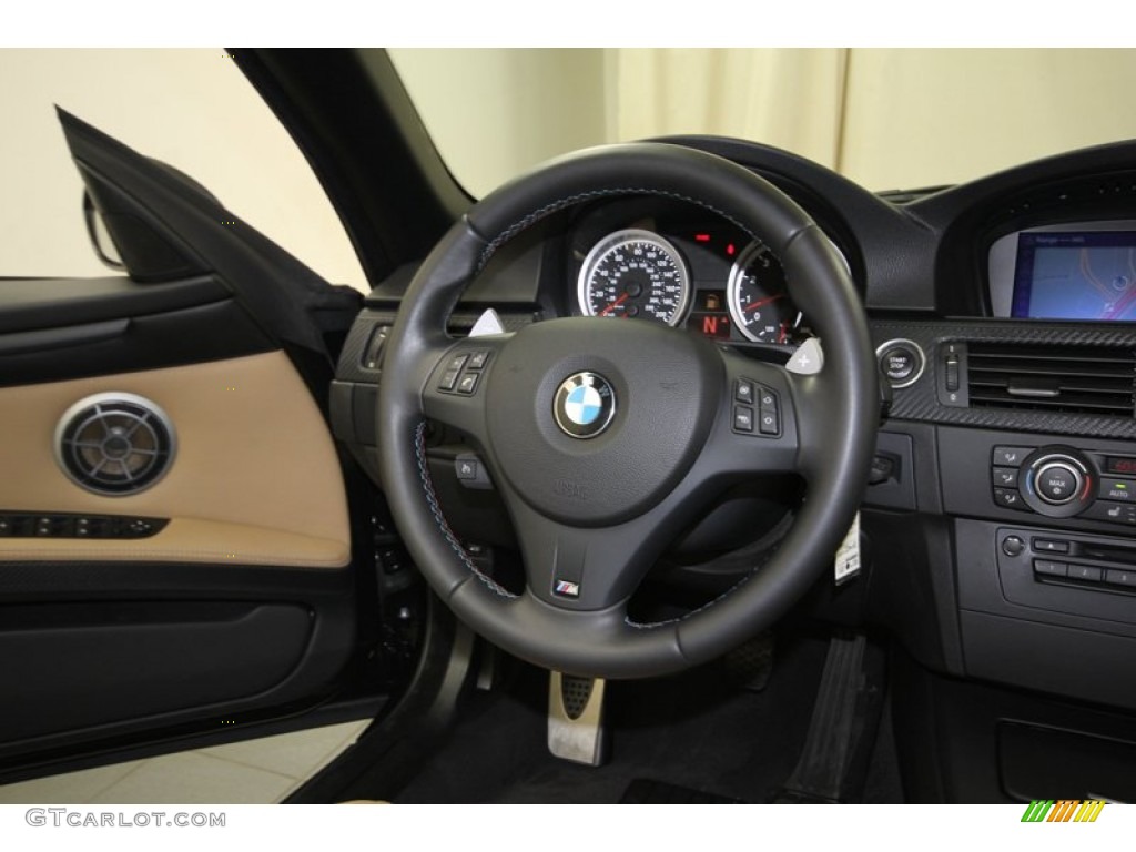 2011 BMW M3 Convertible Bamboo Beige Novillo Leather Steering Wheel Photo #81797546