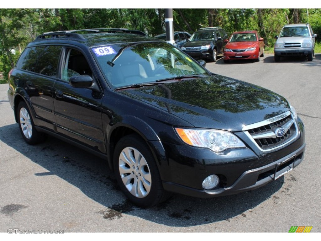 2009 Outback 2.5i Limited Wagon - Obsidian Black Pearl / Off Black photo #1