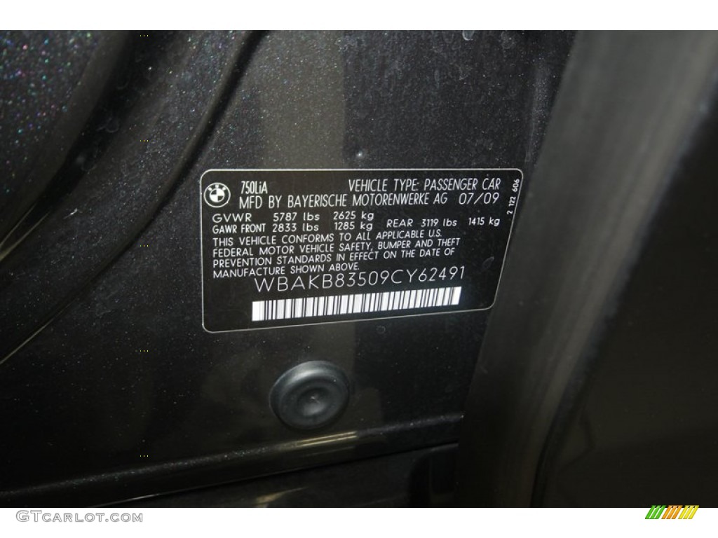 2009 7 Series 750Li Sedan - Dark Graphite Metallic / Black Nappa Leather photo #9