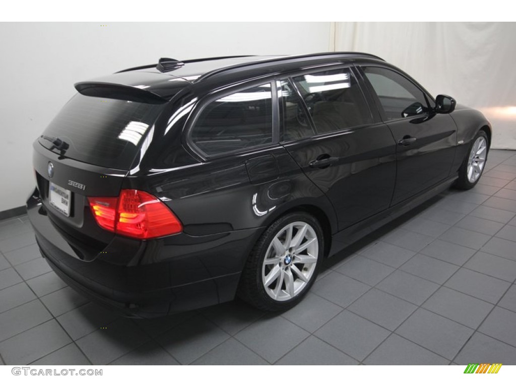 2011 3 Series 328i Sports Wagon - Jet Black / Beige photo #11